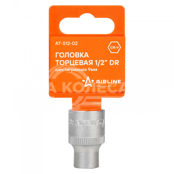 Головка торцевая 1/2&quot; DR шестигранная 9мм пласт. подвес