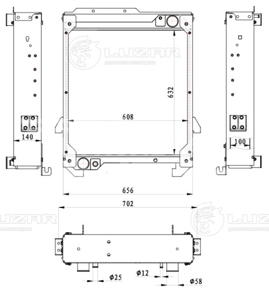 Радиатор охл. для экскаваторов-погрузчиков CAT 416E/420E/422E/428E/432E/434E/442E/444E с дв. Cat 3054C