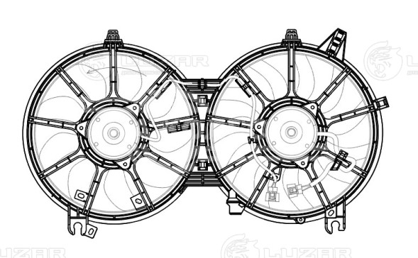 Электровентилятор охлаждения для автомобилей Infiniti FX (QX70) (08-) 3.5i/3.7i (2 вент.) (с кожухом)