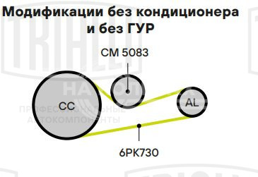 Ролик приводного ремня для автомобилей Peugeot 307 (00-) 1.4i/1.6i A/C+ без ГУР (натяжной) d=60