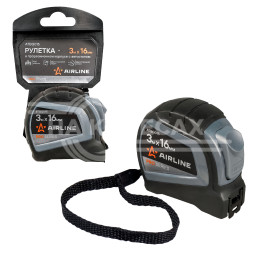 Рулетка в прорезиненном корпусе 3мх16мм PRO, автостоп, дв. зацеп, дв. шкала