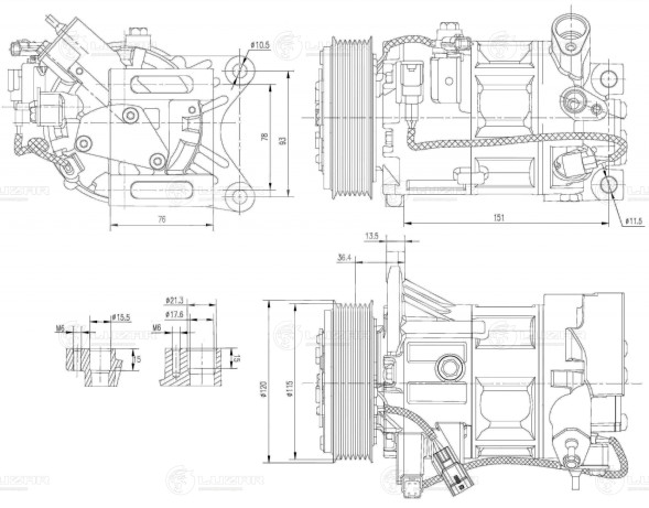 Компрессор кондиционера для автомобилей Murano (Z52) (15-) 3.5i