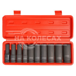 Набор головок ударн. 1/2" 78мм 10 пр. (10-24мм) пласт. кейс