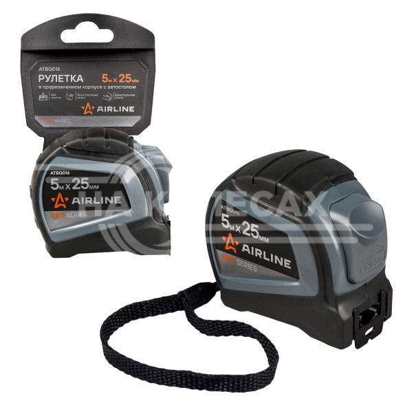 Рулетка в прорезиненном корпусе 5мх25мм PRO, автостоп, дв. зацеп, дв. шкала