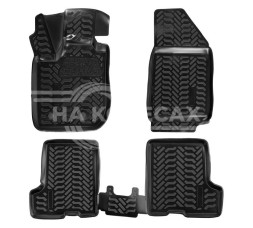 Ковры для LADA XRAY (16-), 4 шт., (крепеж), выс. борт, 3D с подпятником,без вещ.ящика, ТЭП, черн.