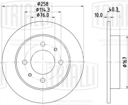 Диск тормозной для автомобилей Hyundai Elantra (00-)/Matrix (01-) задний d=258
