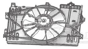 Электровентилятор охлаждения для автомобилей Toyota Corolla (01-)/Avensis (03-) 1.4i/1.6i/1.8i (с кожухом)
