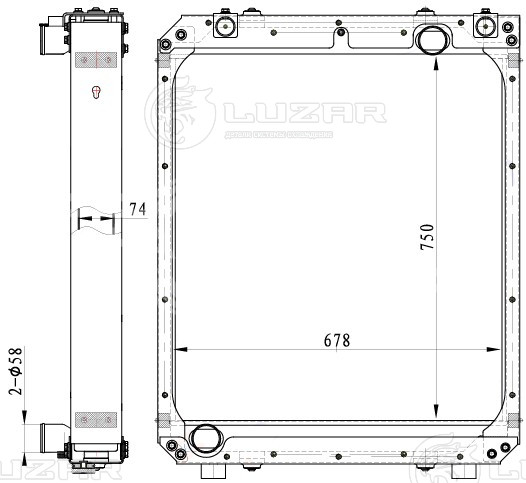 Радиатор охлаждения для автобусов ЛиАЗ 5256-57/5256-67/5292-57 c двиг. ЯМЗ, Cummins (газ/дизель)