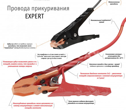 Провода прикуривания 750А EXPERT PRO (5м, 12/24В, сумка)