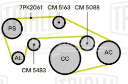 Ролик привод. ремня для автомобилей Infiniti FX/QX70 (08-) 3.5i/3.7i (опорный гладкий) (75x31x10) (CM 5088)