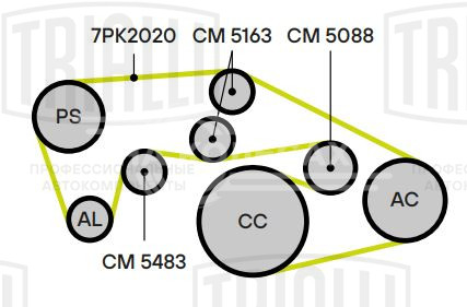 Ролик привод. ремня для автомобилей Infiniti FX/QX70 (08-) 3.5i/3.7i (опорный гладкий) (75x31x10) (CM 5088)