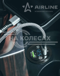 Розетка USB встраиваемая влагозащ. с 2 портами и вольтметр. (вкл/выкл) (5В, QC3.0+QC3.0)