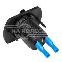 Розетка USB встраиваемая влагозащ. с 2 портами и вольтметр. (вкл/выкл) (5В, QC3.0+QC3.0)