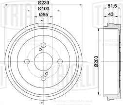 Барабан тормозной для автомобилей Toyota Yaris Verso (99-)/Echo (99-) d=200 мм