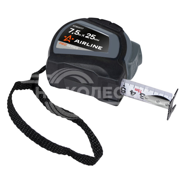Рулетка в прорезиненном корпусе 7.5мх25мм PRO, автостоп, дв. зацеп, дв. шкала