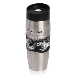 Термокружка с клапаном, 380 мл., металлик