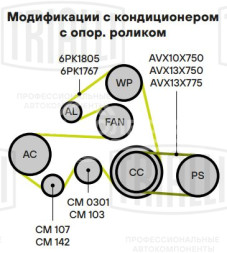 Ролик привод. ремня для автомобилей ГАЗ/УАЗ (ЗМЗ-40524/40525/40904 Евро-2 3, УМЗ-4216 Евро-3, 4) А/С+ (опорный) (CM 107)