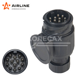 Вилка прицепа 12В 13 контактов ЕВРО пластик (укороченная)