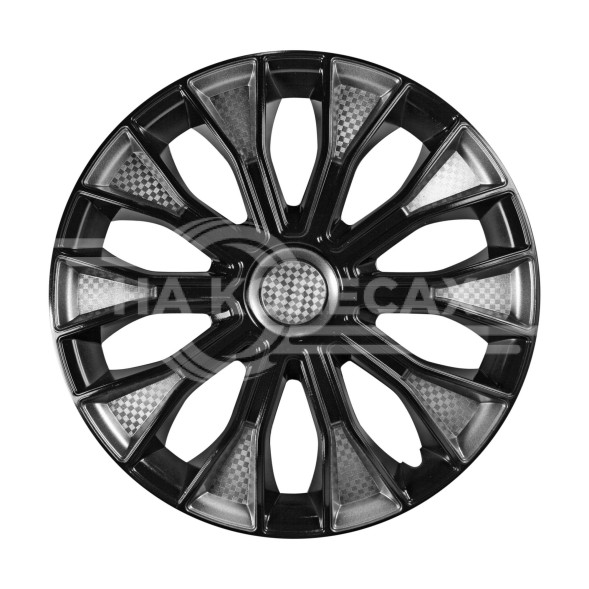 Колпаки колесные 16&quot; &quot;Волтек Т&quot;, серебристый/черный, карбон, компл. 2 шт.