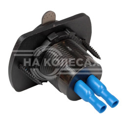 Розетка USB встраиваемая влагозащ. с 2 портами и вольтметром (5В, QC3.0 + Type-c PD)