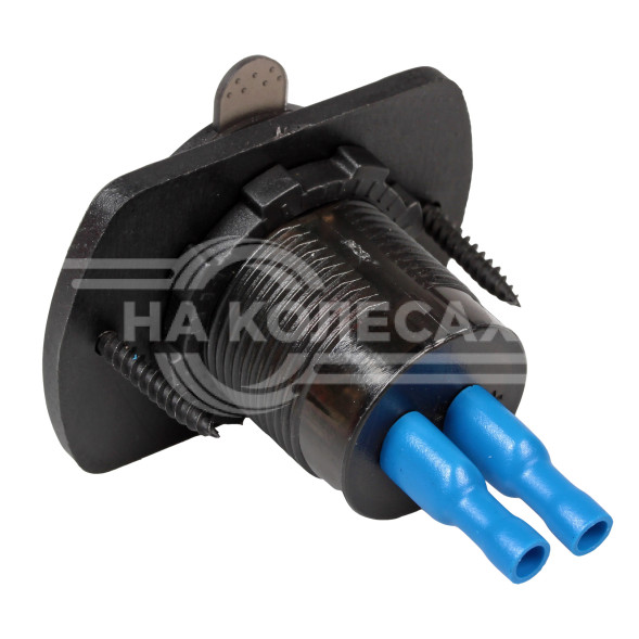 Розетка USB встраиваемая влагозащ. с 2 портами и вольтметром (5В, QC3.0 + Type-c PD)