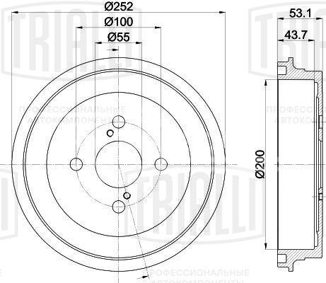 Барабан тормозной для автомобилей Toyota Yaris (05-) без ABS