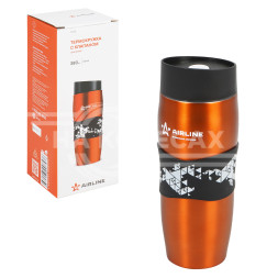 Термокружка с клапаном, 380 мл., оранжевая