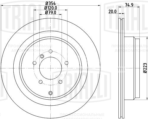Диск тормозной задний для автомобилей Land Rover Range Rover III (02-) зад. d=354 thk=20 d=354 вентилируемый, окрашенный
