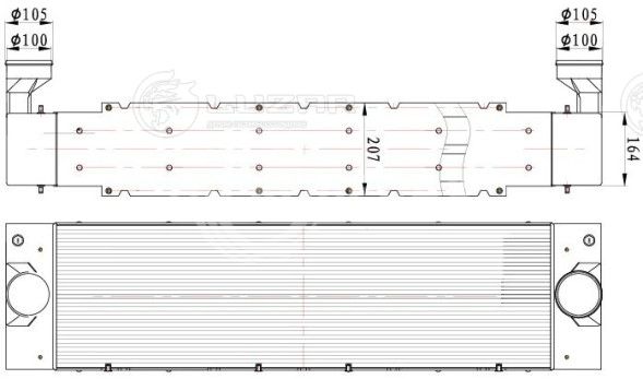 ОНВ (радиатор интеркулера) для комбайнов Гомсельмаш КЗС-1218 &quot;Палессе GS12&quot; с двиг. ЯМЗ-238, Д-262