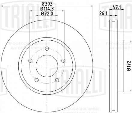 Диск тормозной передний для автомобилей Ford Maverick (01-) / Mazda Tribute (00-) d=303