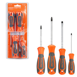 Набор отверток 4 пр. (SL3х75мм,SL5х100мм,PH1х75мм, PH2х100мм), блистер