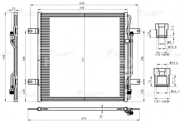 Радиатор кондиционера для автомобилей Mercedes-Benz Atego (98-)/Atego II (04-)