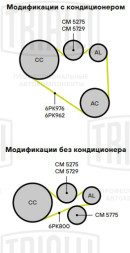 Ролик приводного ремня для автомобилей Peugeot 307 (00-) 1.4d/1.6d с натяжным механизмом d46