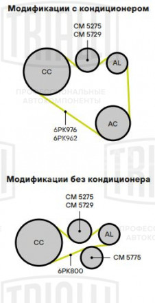 Ролик приводного ремня для автомобилей Peugeot 307 (00-) 1.4d/1.6d с натяжным механизмом d46
