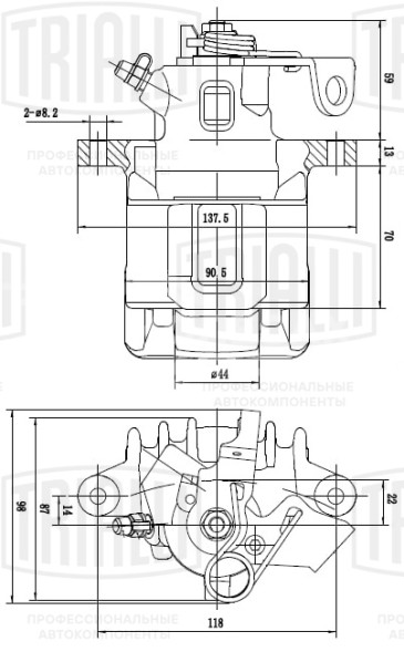 Суппорт тормозной для автомобилей VW Polo IV (01-) задний правый d=34мм