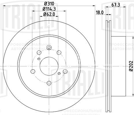 Диск тормозной задний для автомобилей Lexus IS (05-) / GS (05-) d=310 окрашенный