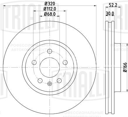 Диск тормозной для автомобилей Audi A4 (07-) / A5 (07-) / Q5 (08-) передний d=320