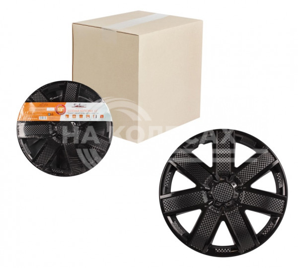 Колпаки колесные 16&quot; &quot;Гелакси&quot;, черный глянец, карбон, компл. 2 шт.