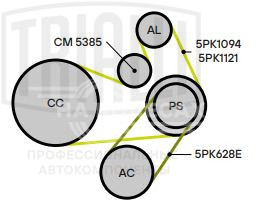 Ролик приводного ремня для автомобилей Volvo XC60 (07-)/S80 (06-)/S80 (06-)/S60 (10-) 2.0i/2.4i/2.5i с натяжным механизмом