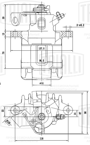 Суппорт тормозной для автомобилей VW Polo IV (01-) задний левый d=34мм