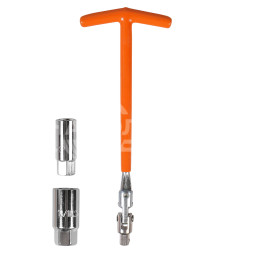 Ключ свечной Т-образный 250мм с головками 16мм и 21мм с резиновым фиксатором