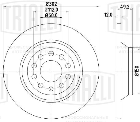 Диск тормозной для автомобилей Audi A6 (04-) задний d=302
