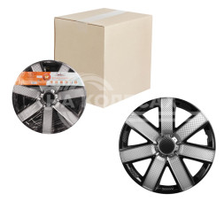 Колпаки колесные 16&quot; &quot;Гелакси Т&quot;, серебристый/черный, карбон, компл. 2 шт.