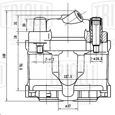 Суппорт тормозной для автомобилей BMW 3 (E46) (98-) передний левый d=54мм