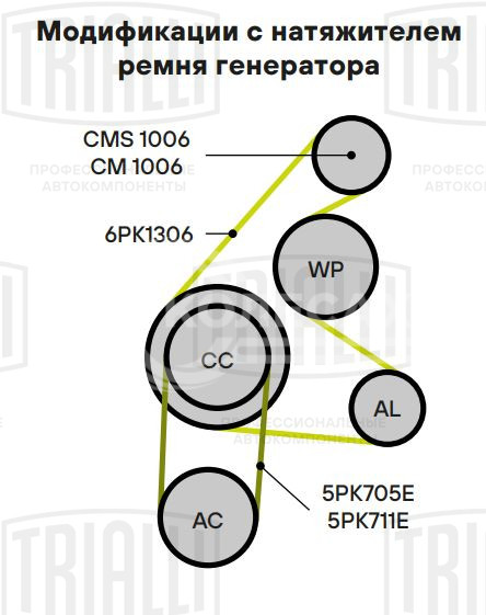 Ролик привод. ремня для автомобилей Ford Focus II (05-) 1.8i/2.0i (с натяж. мех.) (CMS 1006)