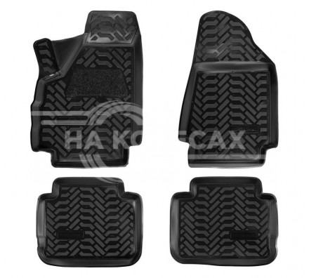 Ковры для ВАЗ Нива (3 дв.) (Lada 4x4), 4 шт., выс. борт, 3D с подпятником, ТЭП, черн.