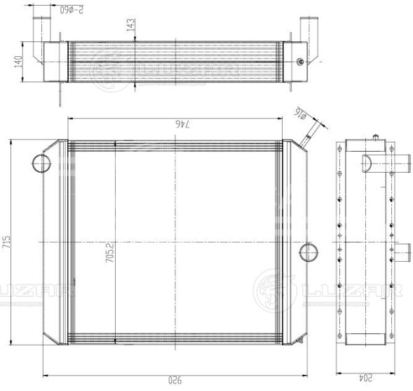 Радиатор охл. для трактора К-744Р4/К-9000 с двигателем MB OM460LA/ОМ1300 (тип ОРЗ)