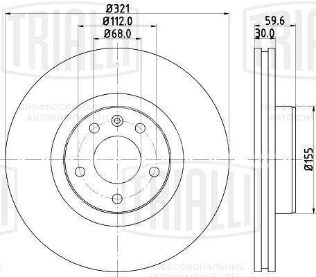 Диск тормозной для автомобилей Audi A6 (04-) / A8 (03-) передний d=321
