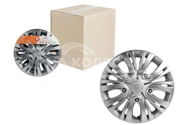 Колпаки колесные 16&quot; &quot;Лион&quot;, серебристый, карбон, компл. 2 шт.