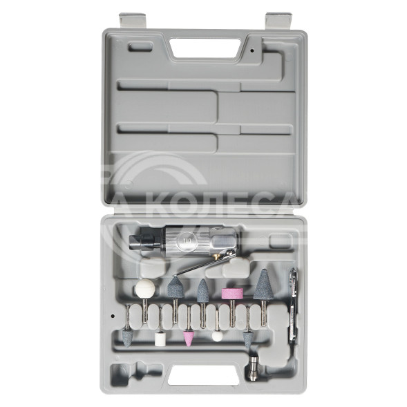 Машинка шлифовальная пневматическая 120мм, 25000 об/мин прямая с оснасткой 16 пр. кейс